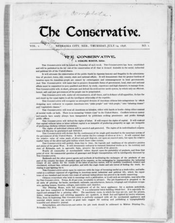 First page of first issue of The Conservative