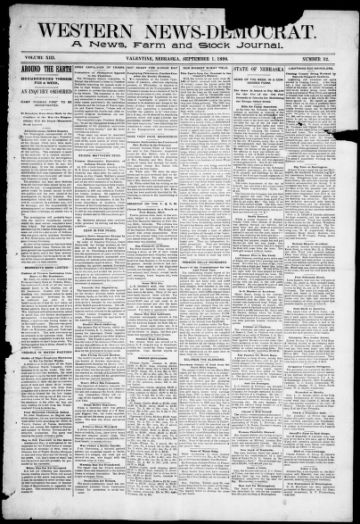 First page of first issue of Western news-Democrat.
